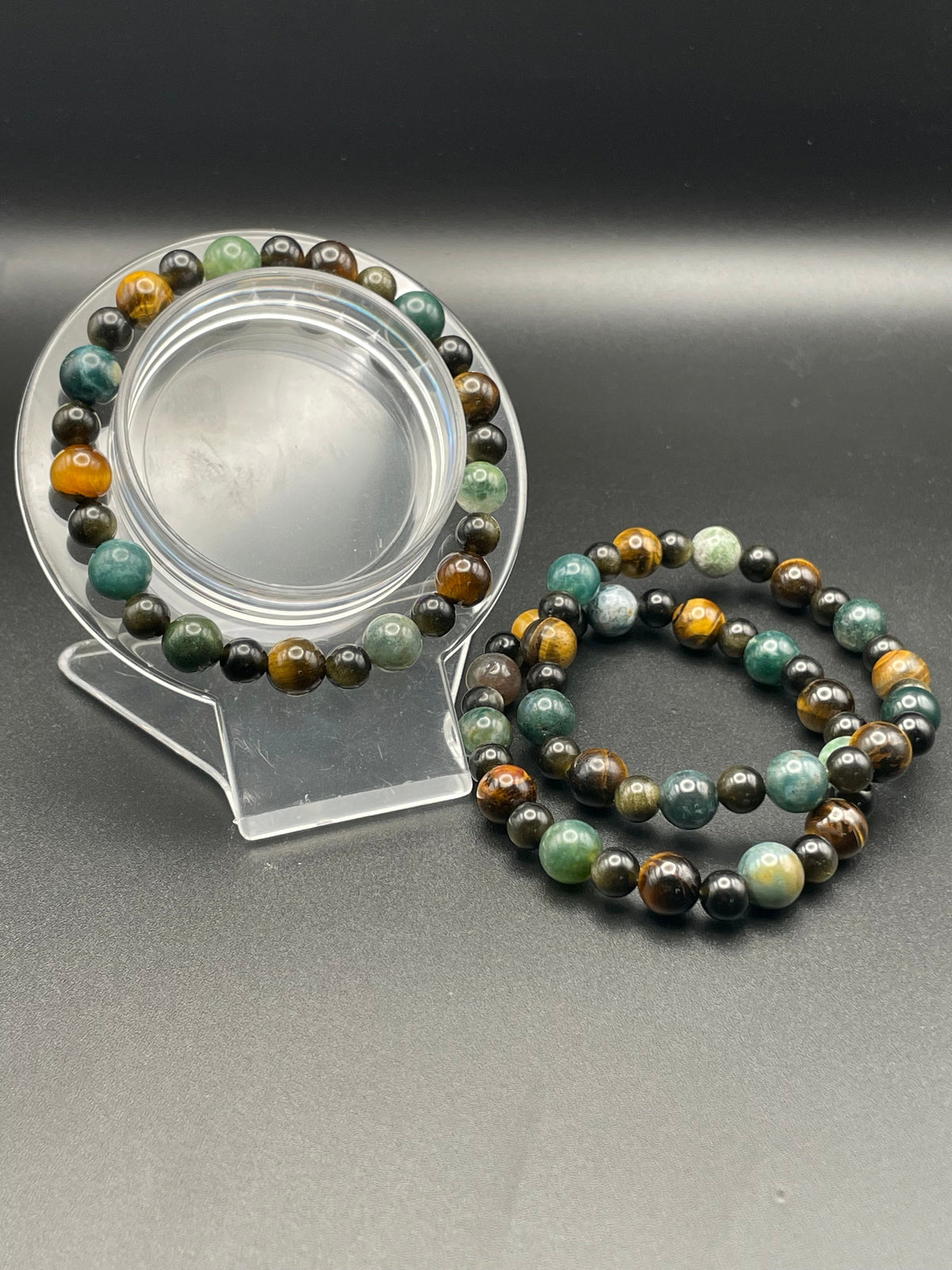Gold Obsidian, Moss Agate & Tiger’s Eye – The Army Bracelet