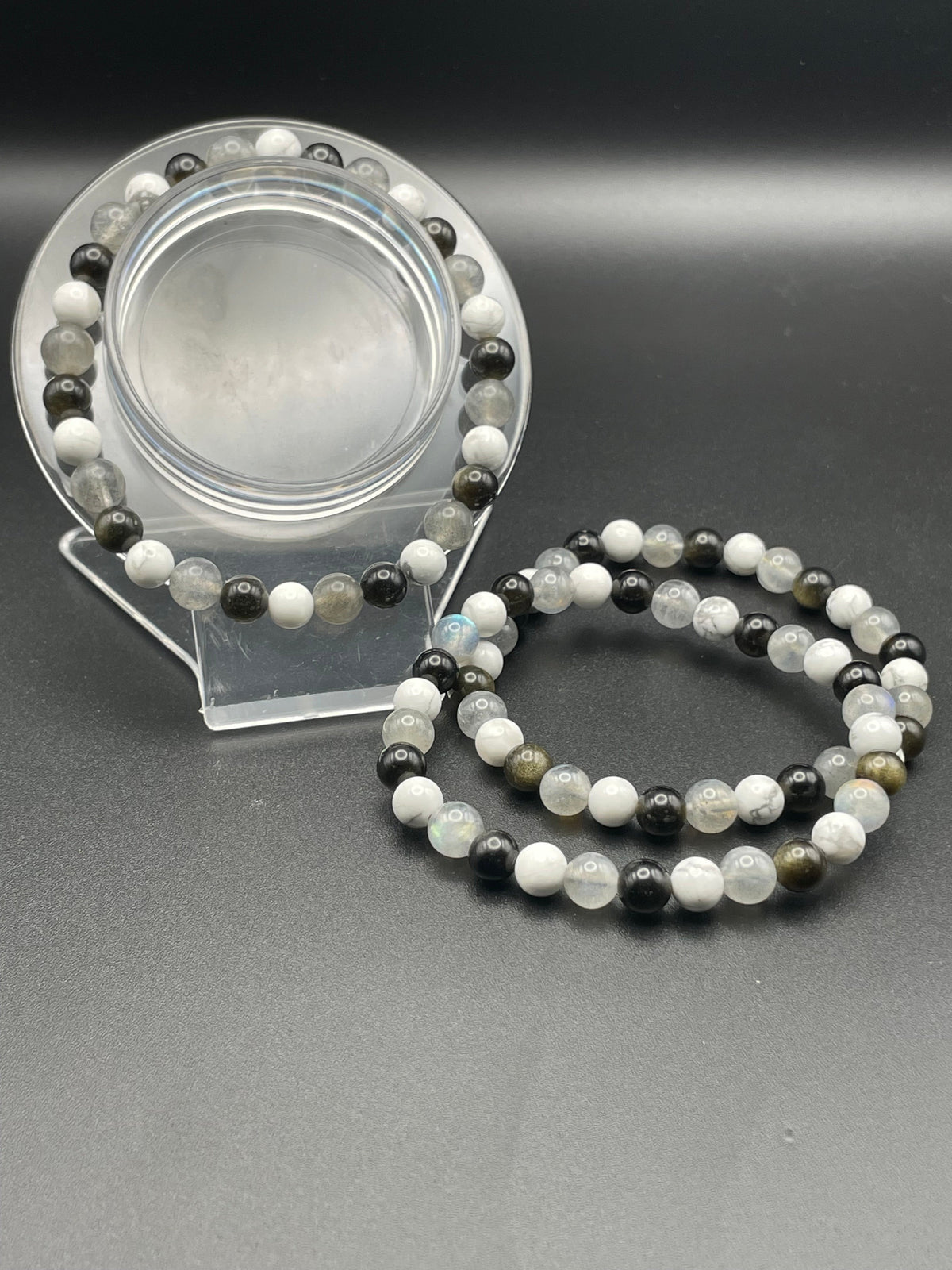 Howlite, Labradorite & Obsidian – The Space Force Bracelet