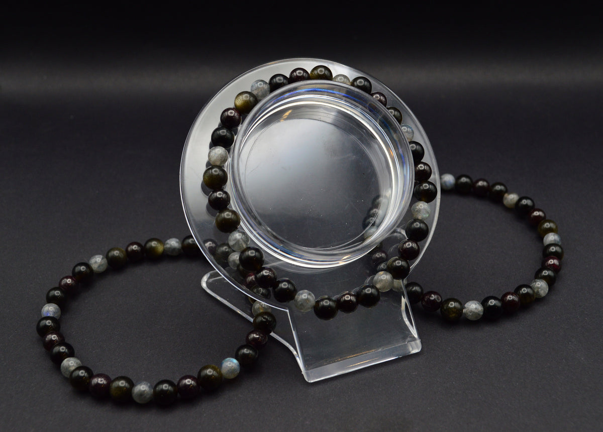 Garnet, Labradorite & Obsidian
