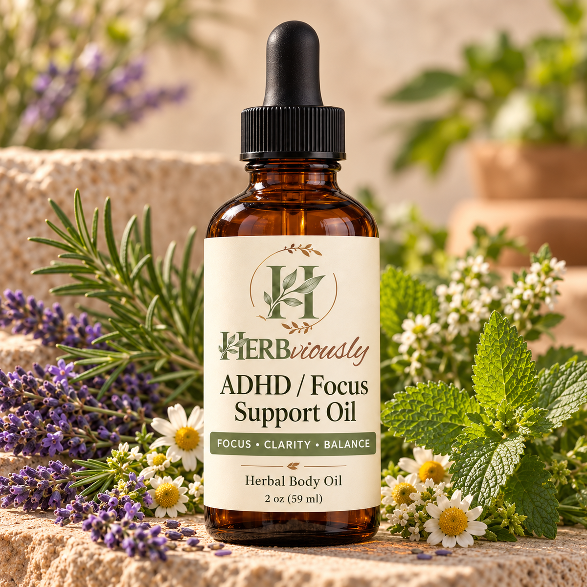 Focus Blend (ADHD) Body Oil | Lightweight Botanical Oil for Focus & Grounding