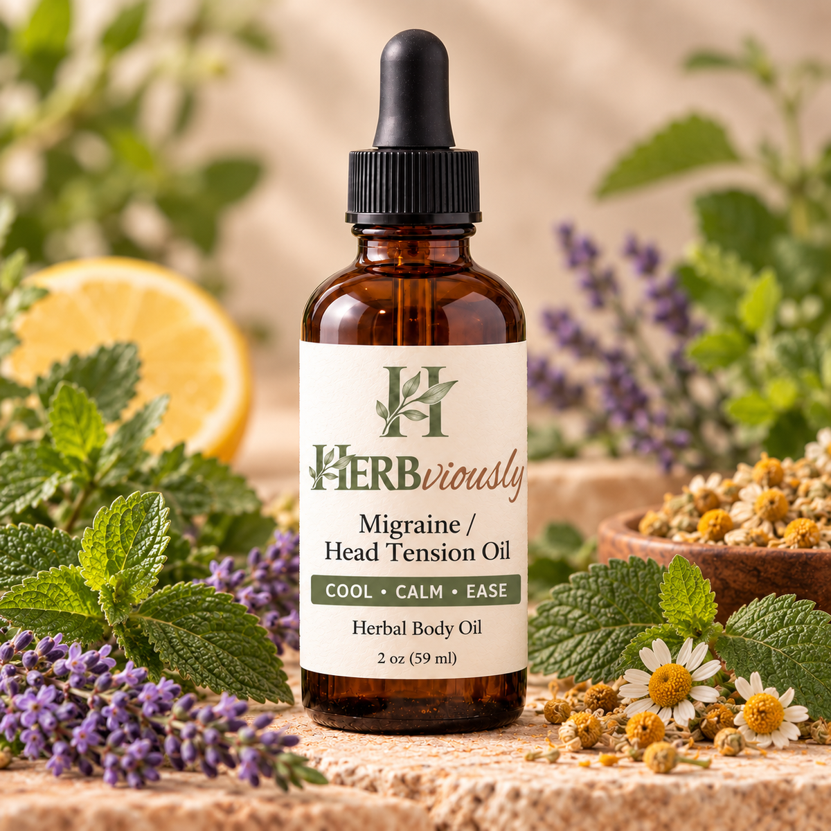 Head & Temple (Migraine) Body Oil | Lightweight Botanical Oil