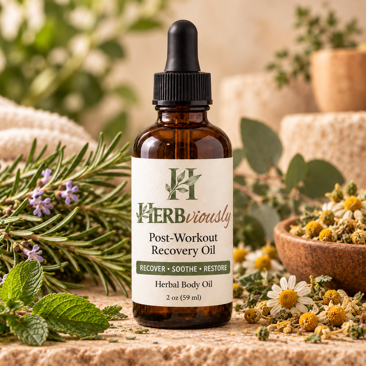 Post-Workout Body Oil | Lightweight Botanical Oil for Muscle Recovery